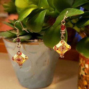 Romantic art deco gold tone earrings